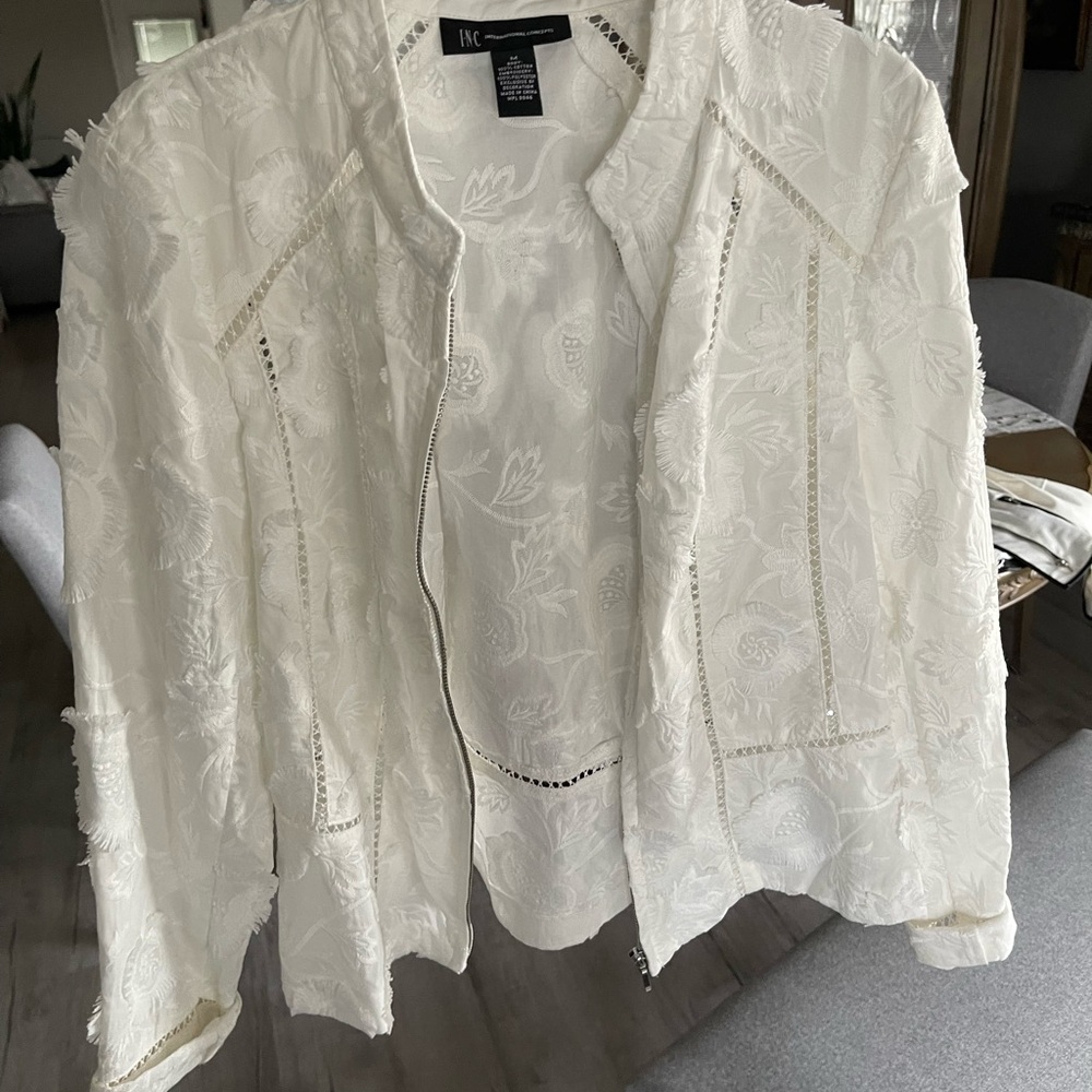 INC White Floral Jacket